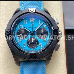 BLS Factory Breitling Avenger B01 SB0146101L1X1 44mm steel light blue calfskin strap blue dial