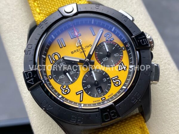 BLS Factory Breitling Avenger B01 Chronograph SB0147101I1X1 44mm Steel Yellow Calf Skin Strap Arabic Numerals Yellow Dial