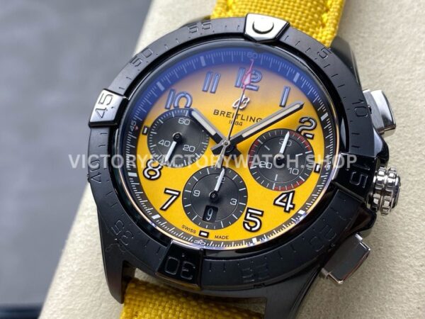 BLS Factory Breitling Avenger B01 Chronograph SB0147101I1X1 44mm Steel Yellow Calf Skin Strap Arabic Numerals Yellow Dial