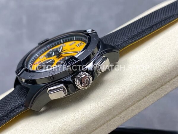 BLS Factory Breitling Avenger B01 Chronograph SB0147101I1X2 44mm Steel Black Calf Skin Strap Arabic Numerals Yellow Dial