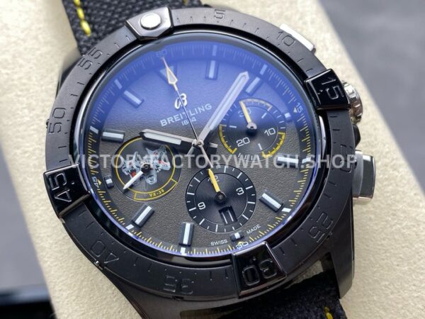 BLS Factory Breitling Avenger B01 Chronograph SB01472A1B1X1 44mm Steel Black Calf Skin Strap Black Dial