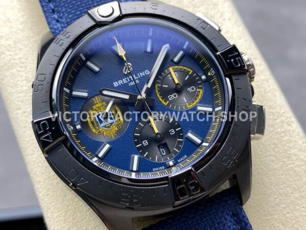 BLS Factory Breitling Avenger B01 Chronograph SB01474A1C1X1 44mm Steel Dark Blue Calf Skin Strap Dark Blue Dial