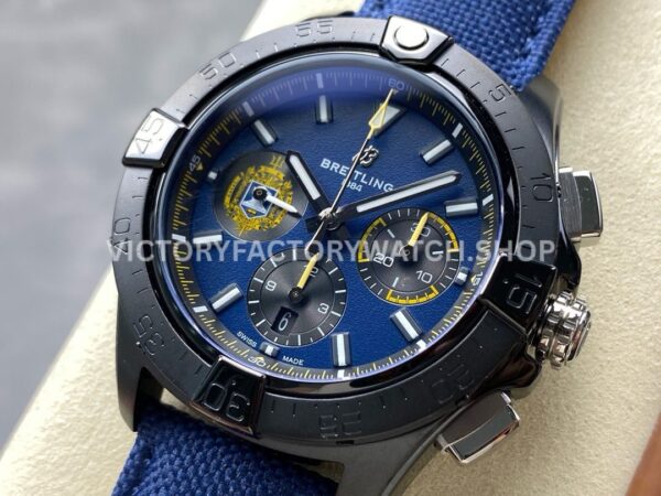 BLS Factory Breitling Avenger B01 Chronograph SB01474A1C1X1 44mm Steel Dark Blue Calf Skin Strap Dark Blue Dial
