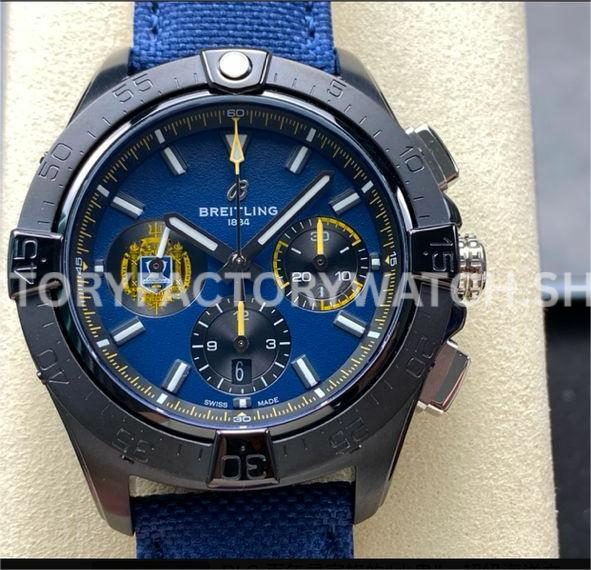 BLS Factory Breitling Avenger B01 SB01474A1C1X1 44mm steel dark blue dial calfskin strap