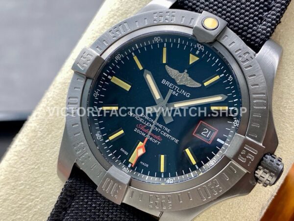 BLS Factory Breitling Avenger Blackbird M1733010/BB45 44mm Titanium Textile Strap Black Dial