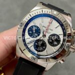 BLS Factory Breitling Chronomat 42 AB0134101G1S2 42mm Steel Rubber Strap Strap Black Eye Si ( (4) BLS Factory Breitling Chronomat 42 AB0134101G1S2 42mm Steel Rubber Strap Strap Black Eye Silver Dial