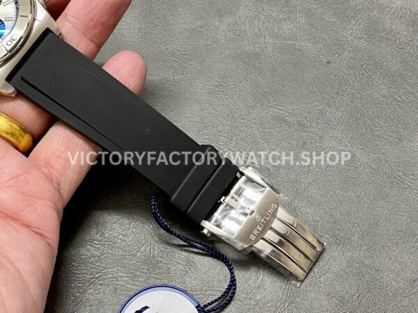 BLS Factory Breitling Chronomat 42 AB0134101G1S2 42mm Steel Rubber Strap Strap Black Eye Si ( (5) BLS Factory Breitling Chronomat 42 AB0134101G1S2 42mm Steel Rubber Strap Strap Black Eye Silver Dial
