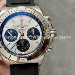 BLS Factory Breitling Chronomat 42 AB0134101G1S2 42mm Steel Rubber Strap Strap Black Eye Si ( (6) BLS Factory Breitling Chronomat AB0134101G1S2 42mm steel rubber strap black eye silver dial