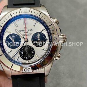 BLS Factory Breitling Chronomat AB0134101G1S2 42mm steel rubber strap black eye silver dial