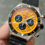BLS Factory Breitling Chronomat AB01364A1I1S1 42mm Steel Rubber Strap Black Eye Orange Dial