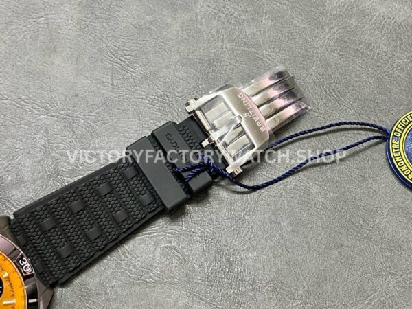 BLS Factory Breitling Chronomat AB01364A1I1S1 42mm Steel Rubber Strap Black Eye Orange Dial