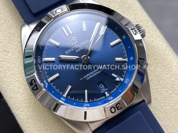 BLS Factory Breitling Chronomat GMT 40mm Rubber Strap Blue GMT Needle Blue Dial (6) BLS Factory Breitling Chronomat GMT 40mm Rubber Strap Blue GMT Needle Blue Dial