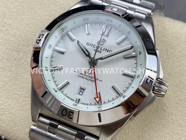 BLS Factory Breitling Chronomat GMT A32398101A1A1 40mm Full Steel Red GMT Needle White Dial