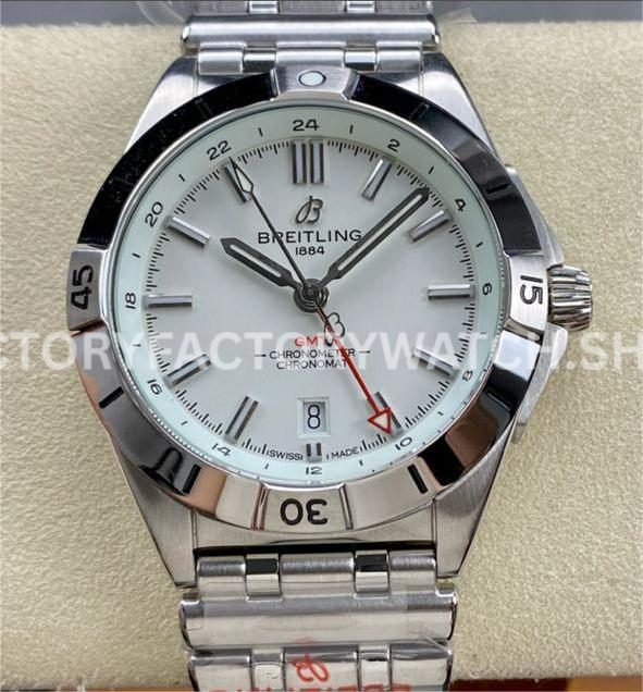 BLS Factory Breitling Chronomat GMT A32398101A1A1 40mm full steel red GMT hand white dial