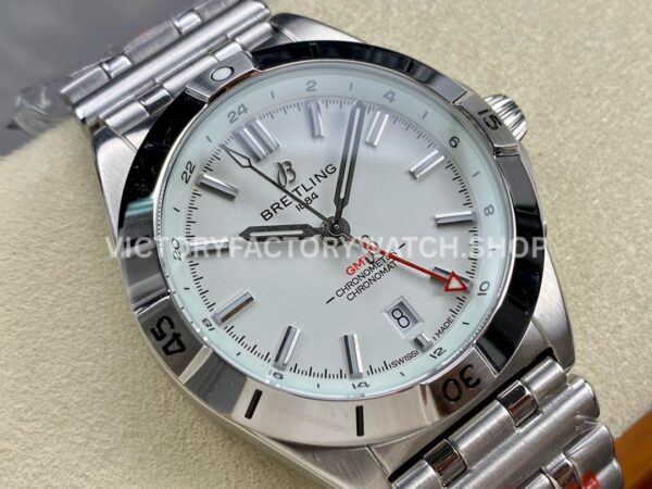 BLS Factory Breitling Chronomat GMT A32398101A1A1 40mm Full Steel Red GMT Needle White Dial