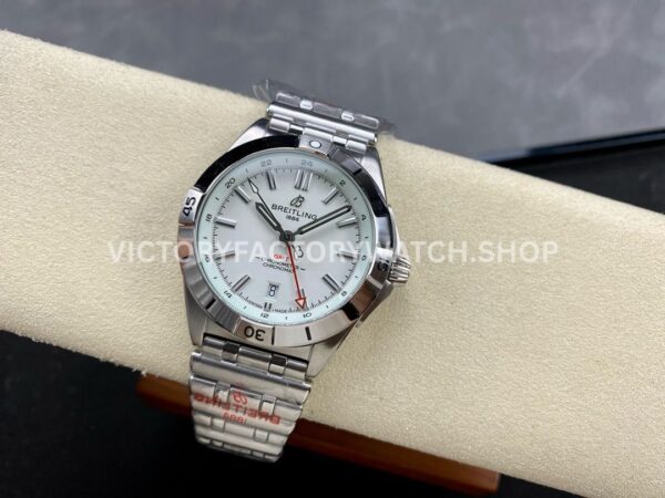 BLS Factory Breitling Chronomat GMT A32398101A1A1 40mm Full Steel Red GMT Needle White Dial