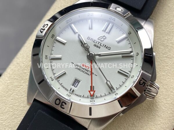 BLS Factory Breitling Chronomat GMT A32398101A1A1 40mm Rubber Strap Red GMT Needle White Dial