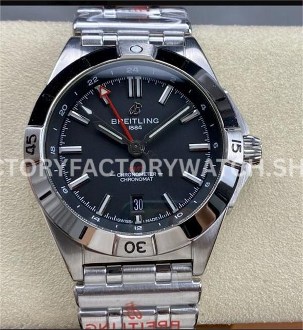 BLS Factory Breitling Chronomat GMT A32398101B1A 40mm Full Steel Red GMT Needle Black Dial (8) BLS Factory Breitling Chronomat GMT A32398101B1A 40mm full steel red GMT hand black dial
