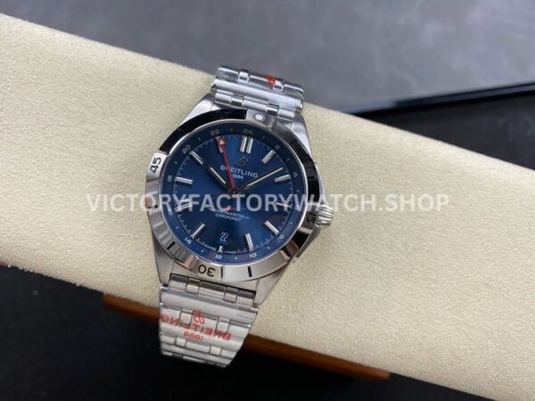 BLS Factory Breitling Chronomat GMT A32398101C1A1 40mm Full Steel Red GMT Needle Blue Dial (4) BLS Factory Breitling Chronomat GMT A32398101C1A1 40mm Full Steel Red GMT Needle Blue Dial