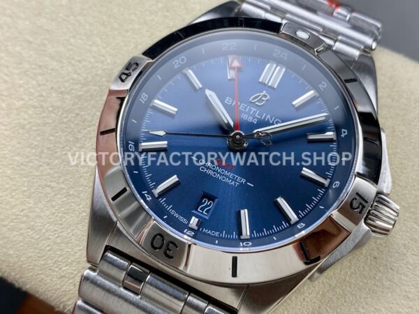 BLS Factory Breitling Chronomat GMT A32398101C1A1 40mm Full Steel Red GMT Needle Blue Dial (7) BLS Factory Breitling Chronomat GMT A32398101C1A1 40mm Full Steel Red GMT Needle Blue Dial