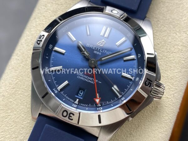 BLS Factory Breitling Chronomat GMT A32398101C1A1 40mm Rubber Strap Red GMT Needle Blue Dial