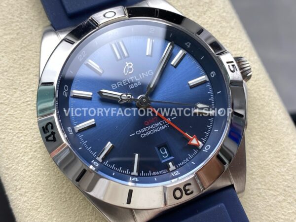 BLS Factory Breitling Chronomat GMT A32398101C1A1 40mm Rubber Strap Red GMT Needle Blue Dial