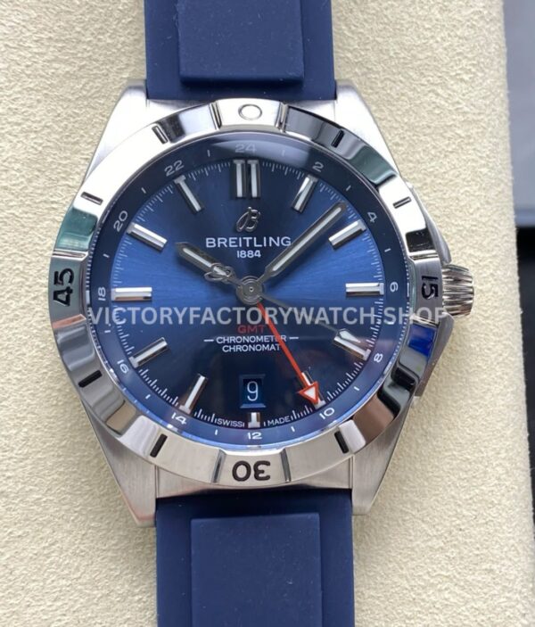 BLS Factory Breitling Chronomat GMT A32398101C1A1 blue dial rubber strap