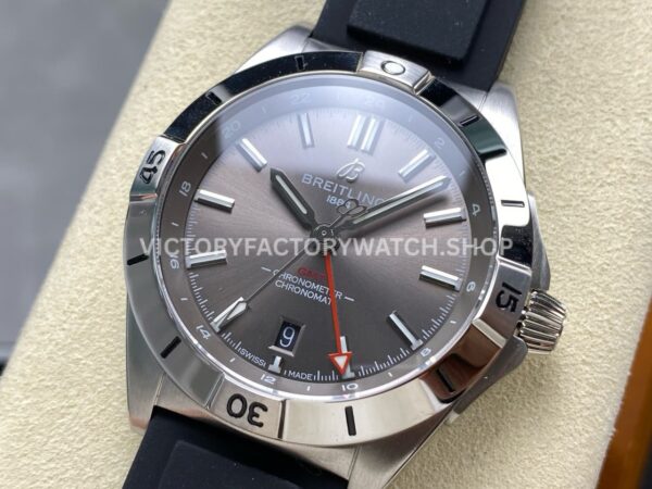 BLS Factory Breitling Chronomat GMT A32398101M1A1 40mm Rubber Strap Red GMT Needle Grey Dial