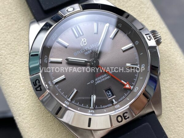 BLS Factory Breitling Chronomat GMT A32398101M1A1 40mm Rubber Strap Red GMT Needle Grey Dial