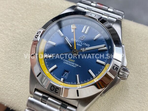 BLS Factory Breitling Chronomat GMT A323981A1C1A1 40mm Full Steel Yellow GMT Needle Blue Dial (1 (3) BLS Factory Breitling Chronomat GMT A323981A1C1A1 40mm Full Steel Yellow GMT Needle Blue Dial