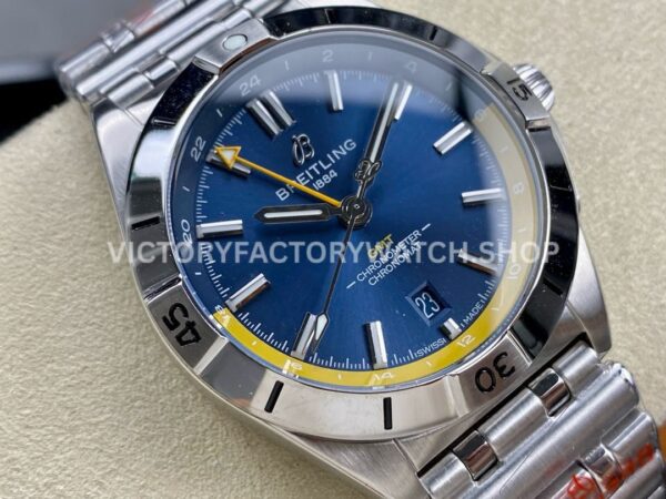 BLS Factory Breitling Chronomat GMT A323981A1C1A1 40mm Full Steel Yellow GMT Needle Blue Dial (1 (5) BLS Factory Breitling Chronomat GMT A323981A1C1A1 40mm Full Steel Yellow GMT Needle Blue Dial