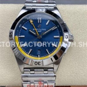 BLS Factory Breitling Chronomat GMT A323981A1C1A1 40mm full steel yellow GMT hand blue dial