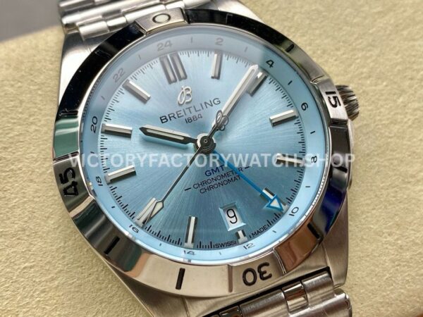 BLS Factory Breitling Chronomat GMT P32398101C1S2 40mm Full Steel Light Blue GMT Ne ( (9) BLS Factory Breitling Chronomat GMT P32398101C1S2 40mm Full Steel Light Blue GMT Needle Light Blue Dial