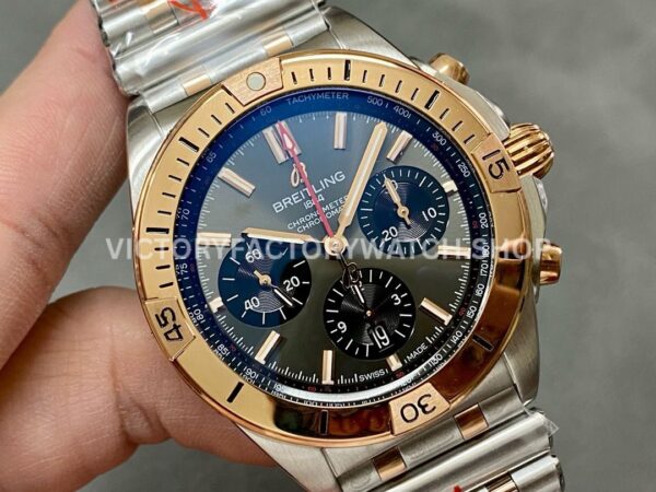 BLS Factory Breitling Chronomat UB0134101B1U1 42mm Half Rose Gold Grey Dial (7) BLS Factory Breitling Chronomat UB0134101B1U1 42mm Half Rose Gold Grey Dial