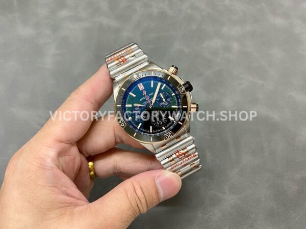 BLS Factory Breitling Chronomat UB0134131L1S1 42mm Hlaf Rose Gold Ceramics Bezel Green Dia