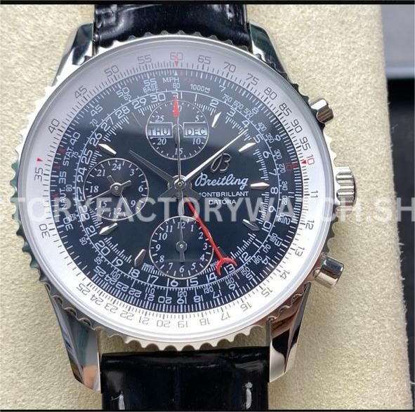 BLS Factory Breitling Montbrillant Datora A2133012-BB58 43mm dark blue dial leather strap