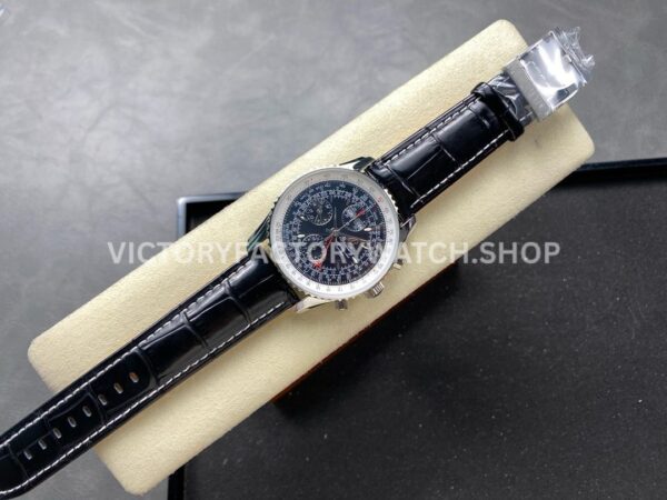 BLS Factory Breitling Montbrillant Datora A2133012-BB58 43mm Steel Leather Strap Dark Blue Dial