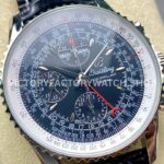 BLS Factory Breitling Montbrillant Datora A2133012-BB58 43mm Steel Leather Strap Dark Blue Dial