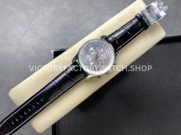 BLS Factory Breitling Montbrillant Datora A2133012G518 43mm Steel Leather Strap Silver Dial