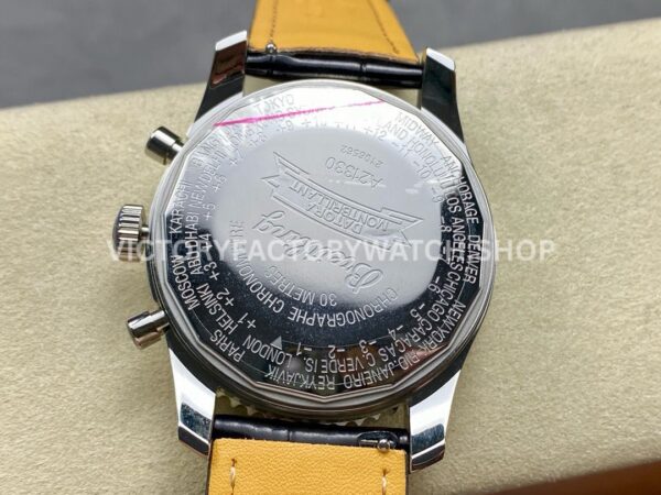 BLS Factory Breitling Montbrillant Datora A2133012G518 43mm Steel Leather Strap Silver Dial