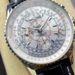 BLS Factory Breitling Montbrillant Datora A2133012G518 43mm Steel Leather Strap Silver Dial