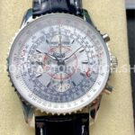 BLS Factory Breitling Montbrillant Datora A2133012G518 43mm silver dial leather strap