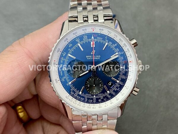 BLS Factory Breitling Navitimer 1 B01 Chronograph AB0121 AB012 ( (6) BLS Factory Breitling Navitimer B01 AB0121211C1A1 43mm blue dial steel watch