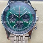 BLS Factory Breitling Navitimer 1 B01 Chronograph AB0137241L1P1 43mm Full Steel Gre ( (7) Breitling Navitimer B01 AB0137241L1P1 green dial steel bracelet