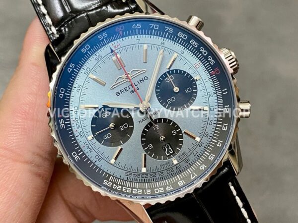 BLS Factory Breitling Navitimer 1 B01 Chronograph AB0138241C1P1 4 ( (7) BLS Factory Breitling Navitimer 1 B01 Chronograph AB0138241C1P1 43mm Steel Leather Strap Black Eye Blue Dial