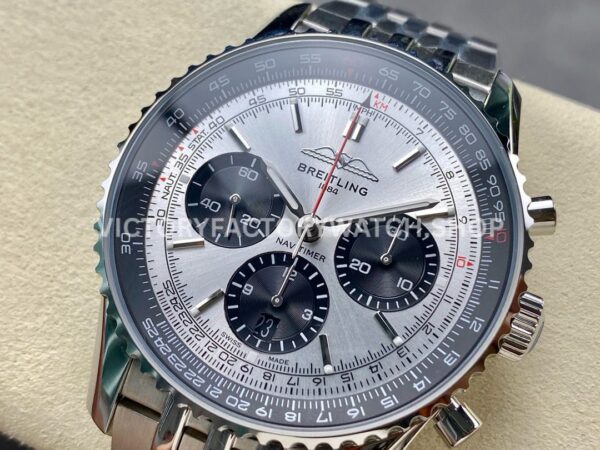 BLS Factory Breitling Navitimer 1 B01 Chronograph AB0138241G1A1 43mm Full Steel Si ( (6) BLS Factory Breitling Navitimer 1 B01 Chronograph AB0138241G1A1 43mm Full Steel Silver Dial