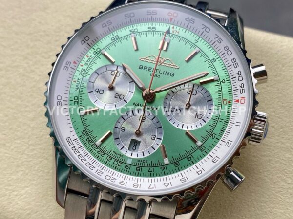 BLS Factory Breitling Navitimer 1 B01 Chronograph AB0138241L1A1 43mm Full Steel Light Green ( (3) BLS Factory Breitling Navitimer 1 B01 Chronograph AB0138241L1A1 43mm Full Steel Light Green Dial