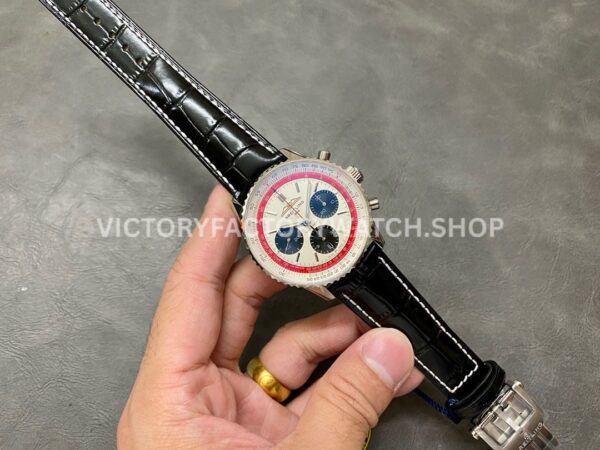 BLS Factory Breitling Navitimer 1 B01 Chronograph AB01383B1G1P1 ( (9) BLS Factory Breitling Navitimer 1 B01 Chronograph AB01383B1G1P1 43mm Steel Leather Strap Black Eye White Dial