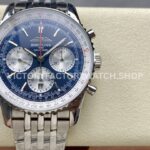 BLS Factory Breitling Navitimer 1 B01 Chronograph AB01389C1C1P1 43mm Full Steel Sliver ( (9) BLS Factory Breitling Navitimer B01 AB01389C1C1P1 43mm blue dial silver subdials