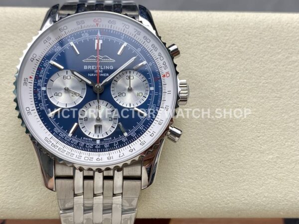BLS Factory Breitling Navitimer 1 B01 Chronograph AB01389C1C1P1 43mm Full Steel Sliver ( (9) BLS Factory Breitling Navitimer B01 AB01389C1C1P1 43mm blue dial silver subdials